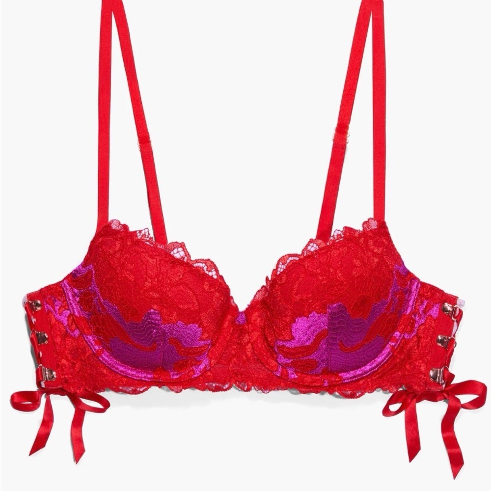 Savage X Fenty Red and Purple Lace Bra